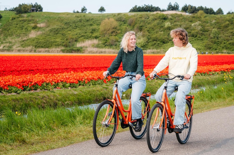 Keukenhof Gardens Tour from Amsterdam with Guided Bike Tour around the Tulip Fields